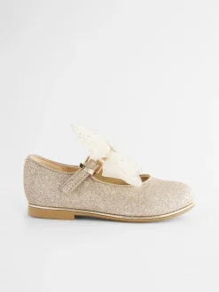 Baker by Ted Baker Girls Mary Jane Bow Occasion Shoes Gold Clearance
