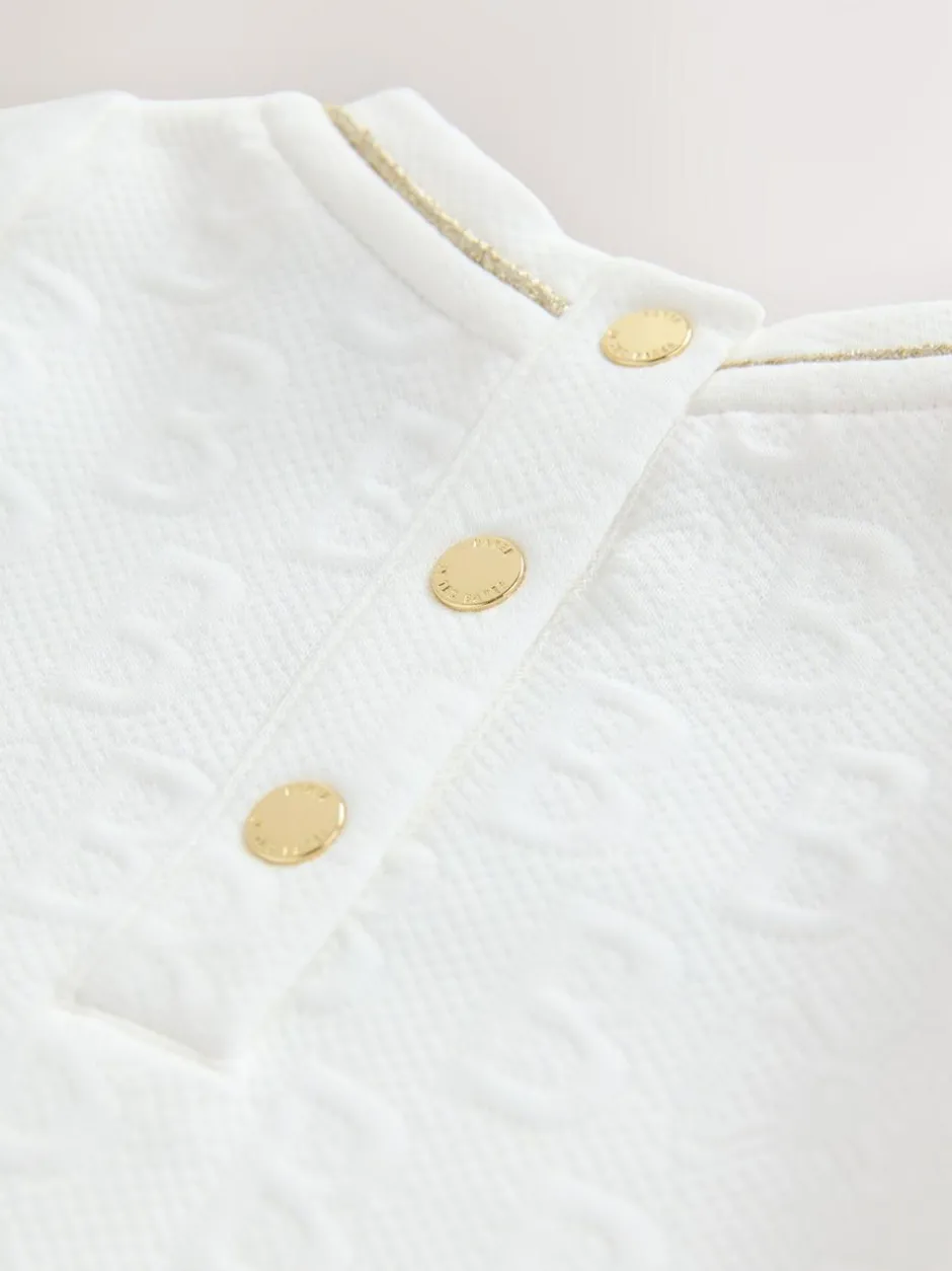 Baker by Ted Baker Jacquard Embossed Mesh Hem Dress White Discount