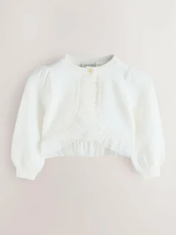 Baker by Ted Baker Knitted Mesh Ruffle Hem Cardigan White Best
