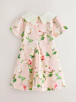 Baker by Ted Baker Lace Collared Ponte Dress Pink Clearance