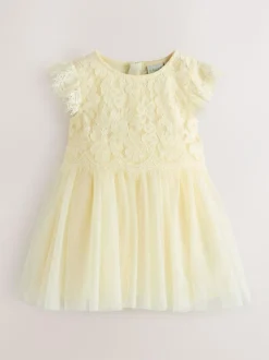 Baker by Ted Baker Lace Mesh Dress Lemon Yellow Discount