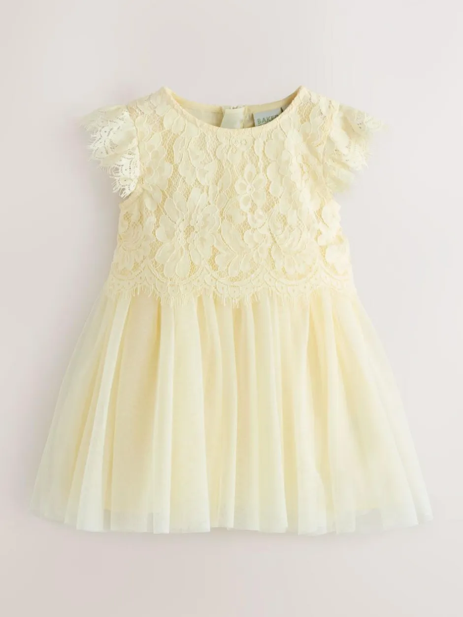 Baker by Ted Baker Lace Mesh Dress Lemon Yellow Discount