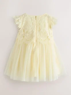 Baker by Ted Baker Lace Mesh Dress Lemon Yellow Discount
