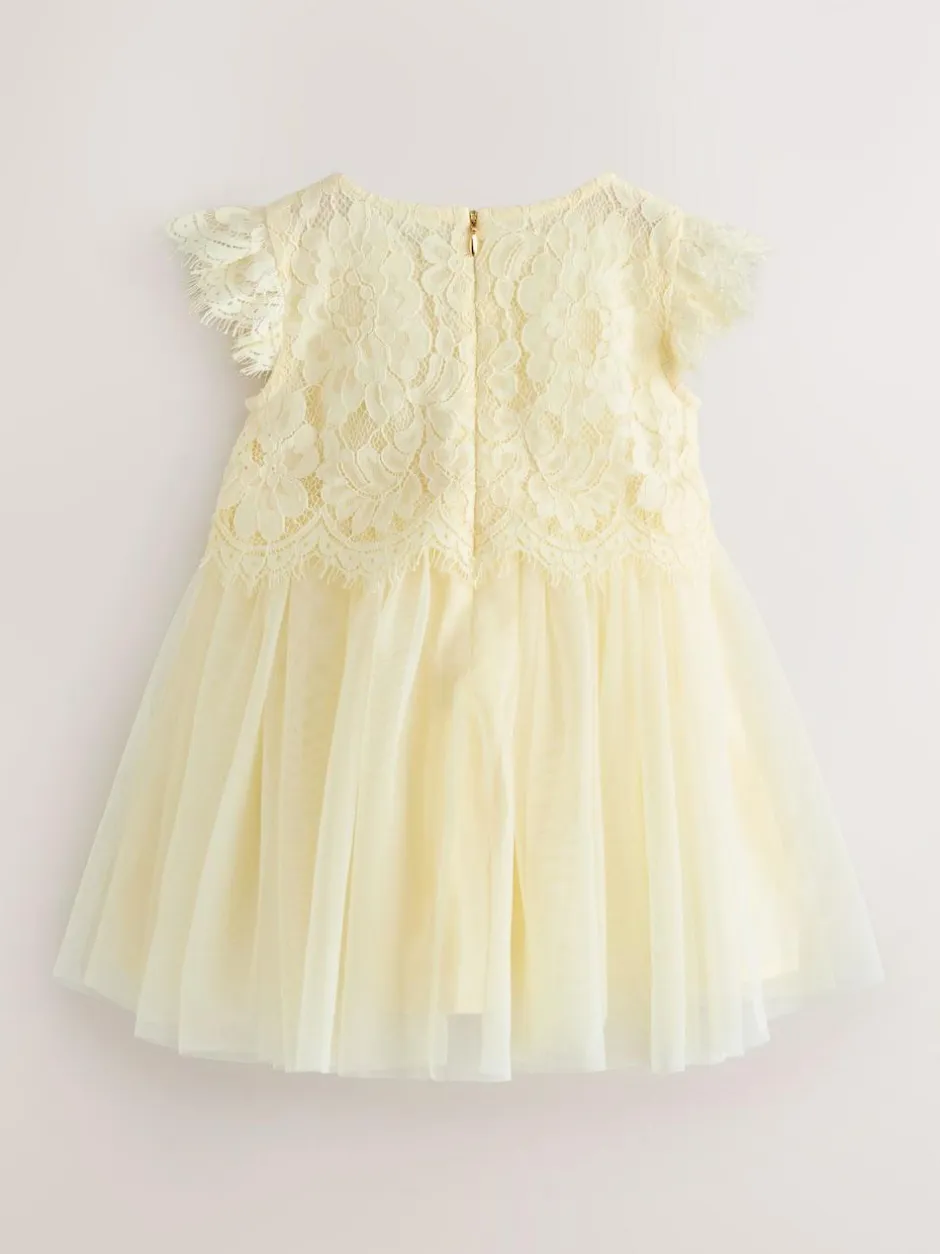 Baker by Ted Baker Lace Mesh Dress Lemon Yellow Discount