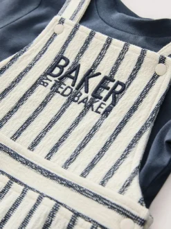 Baker by Ted Baker Long Sleeve T-Shirt and Striped Dungarees Set Outlet