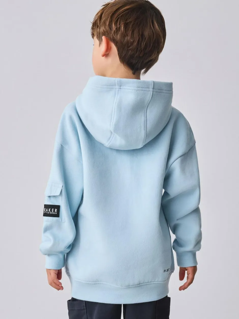 Baker by Ted Baker Oversized Embossed Hoodie Blue New