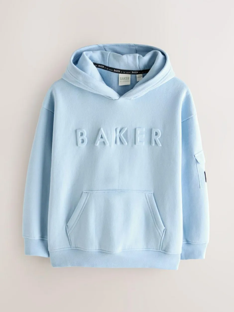 Baker by Ted Baker Oversized Embossed Hoodie Blue New
