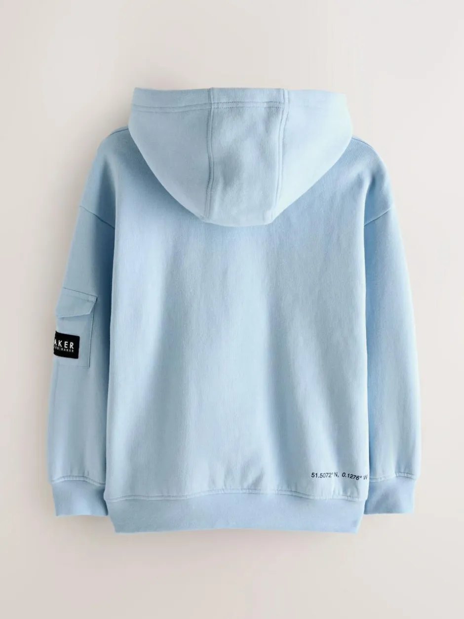 Baker by Ted Baker Oversized Embossed Hoodie Blue New