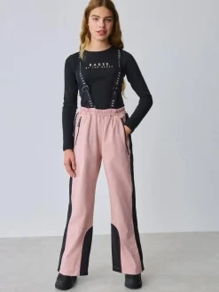 Baker by Ted Baker Pink Waterproof Logo-Tape Padded Ski Salopettes Trousers Outlet