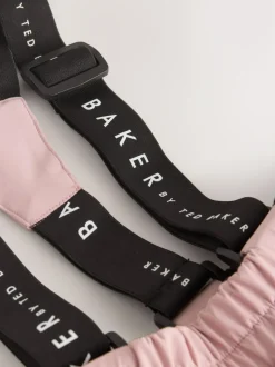 Baker by Ted Baker Pink Waterproof Logo-Tape Padded Ski Salopettes Trousers Outlet