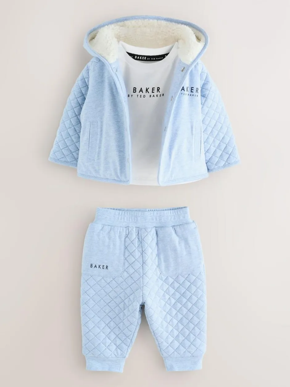 Baker by Ted Baker Quilted Jacket T-Shirt and Trousers 3 Piece Set Blue Sale