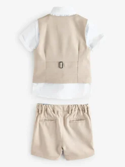 Baker by Ted Baker Shirt Waistcoat and Shorts Set Stone Clearance