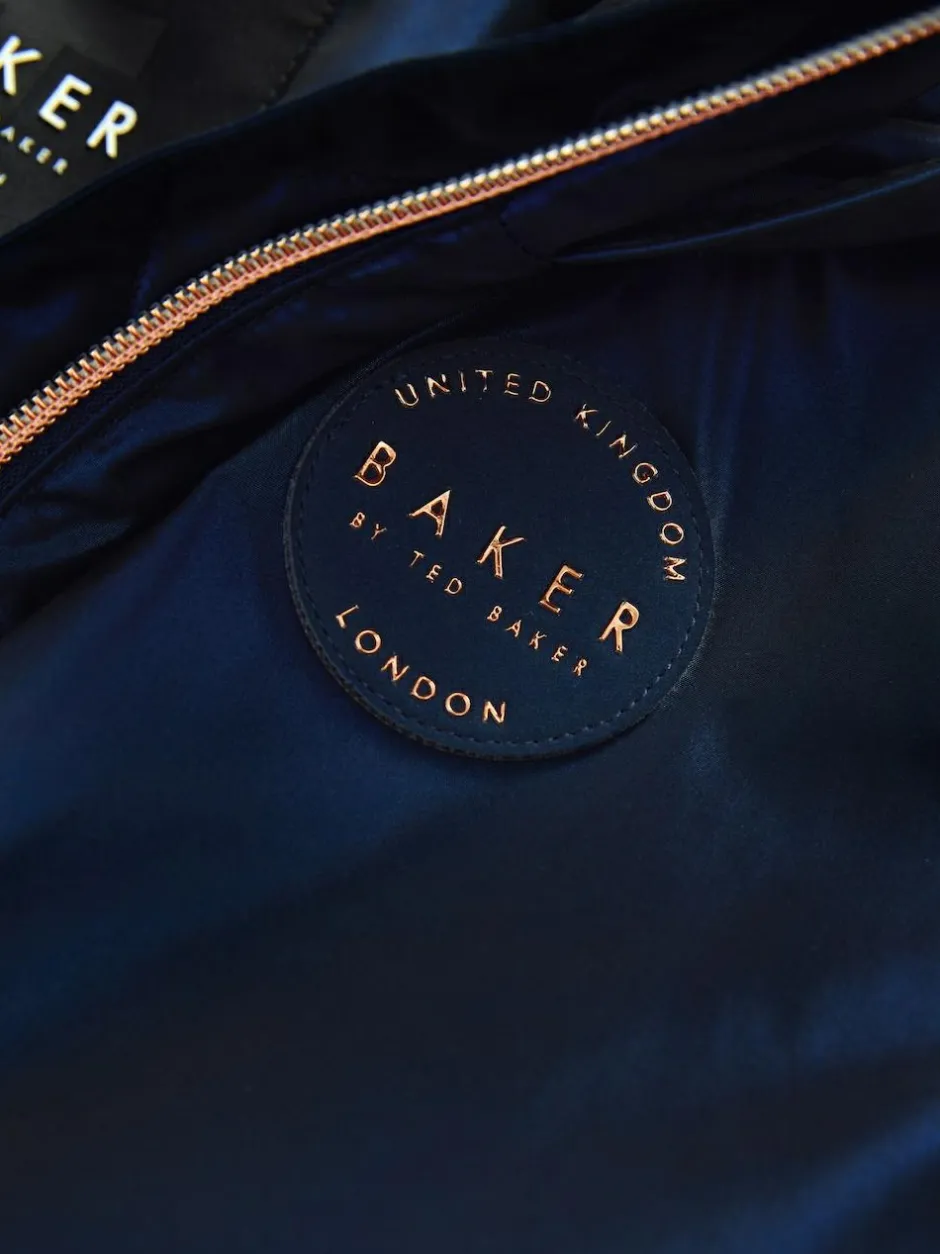 Baker by Ted Baker Shower Resistant Bow Frill Raincoat Navy New