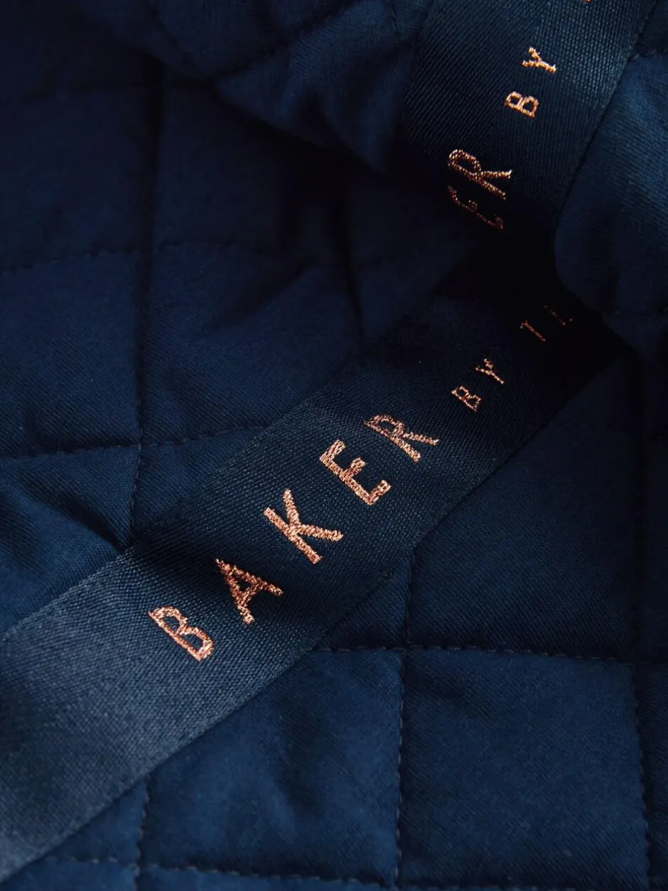 Baker by Ted Baker Shower Resistant Bow Frill Raincoat Navy New