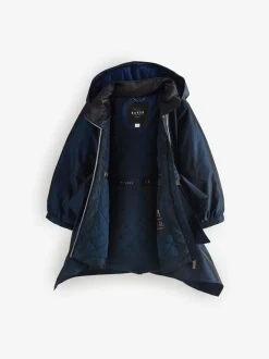 Baker by Ted Baker Shower Resistant Bow Frill Raincoat Navy New