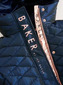 Baker by Ted Baker Shower Resistant Midweight Belted Padded Coat Navy Hot