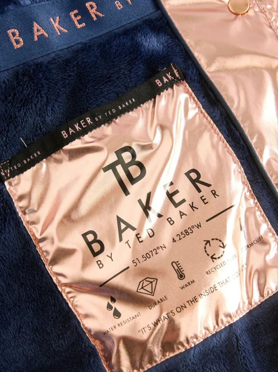 Baker by Ted Baker Shower Resistant Midweight Belted Padded Coat Navy Hot