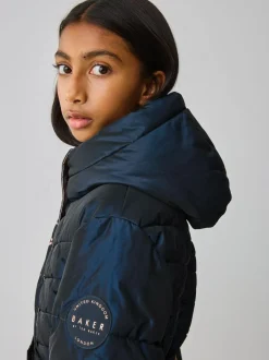 Baker by Ted Baker Shower Resistant Midweight Belted Padded Coat Navy Hot