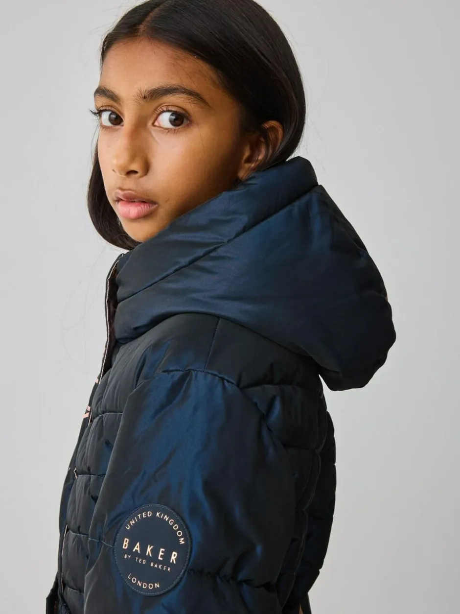 Baker by Ted Baker Shower Resistant Midweight Belted Padded Coat Navy Hot