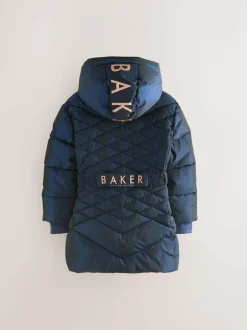 Baker by Ted Baker Shower Resistant Midweight Belted Padded Coat Navy Hot