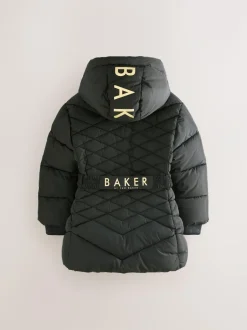 Baker by Ted Baker Shower Resistant Midweight Belted Padded Coat Black Hot