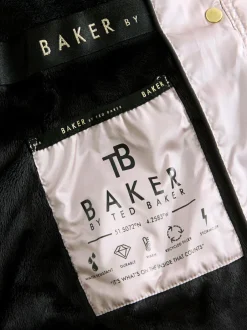 Baker by Ted Baker Shower Resistant Midweight Belted Padded Coat Black Hot