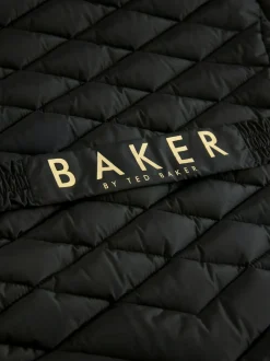 Baker by Ted Baker Shower Resistant Midweight Belted Padded Coat Black Hot