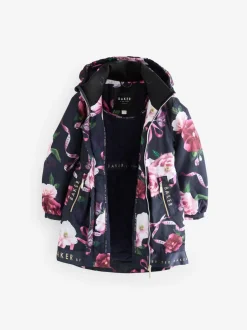 Baker by Ted Baker Shower Resistant Branded Hem Raincoat Navy Hot