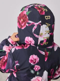 Baker by Ted Baker Shower Resistant Branded Hem Raincoat Navy Hot
