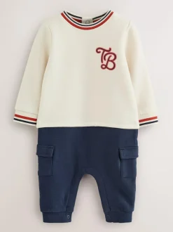 Baker by Ted Baker Stone Navy Red Varsity Romper Discount