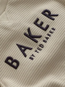 Baker by Ted Baker Textured Long Sleeve Romper Stone Outlet