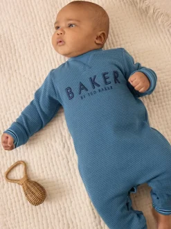 Baker by Ted Baker Textured Long Sleeve Romper Blue Hot