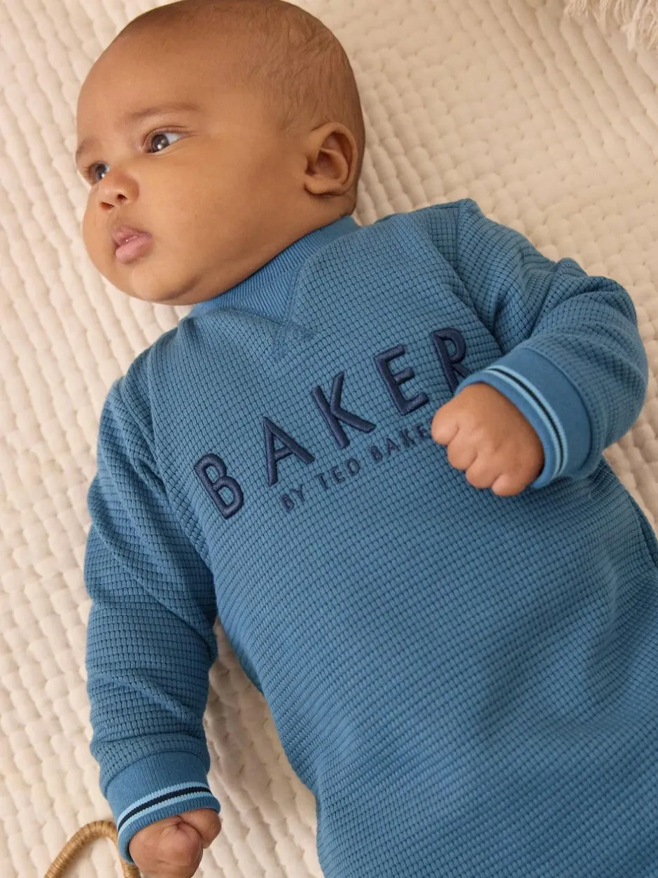 Baker by Ted Baker Textured Long Sleeve Romper Blue Hot