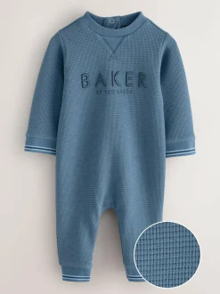 Baker by Ted Baker Textured Long Sleeve Romper Blue Hot