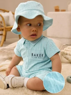 Baker by Ted Baker Textured Romper and Hat Set Blue Online