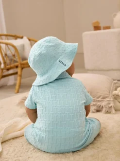 Baker by Ted Baker Textured Romper and Hat Set Blue Online