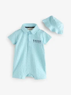 Baker by Ted Baker Textured Romper and Hat Set Blue Online