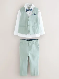 Baker by Ted Baker Waistcoat Shirt And Trousers Set Green Outlet
