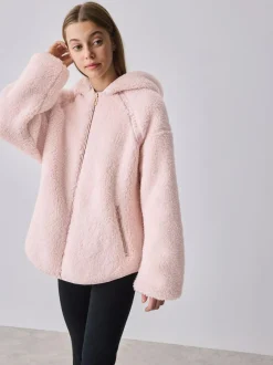 Baker by Ted Baker Zip-Through Hooded Borg Fleece Jacket Pink Outlet