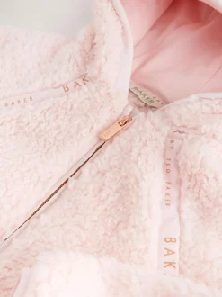 Baker by Ted Baker Zip-Through Hooded Borg Fleece Jacket Pink Outlet