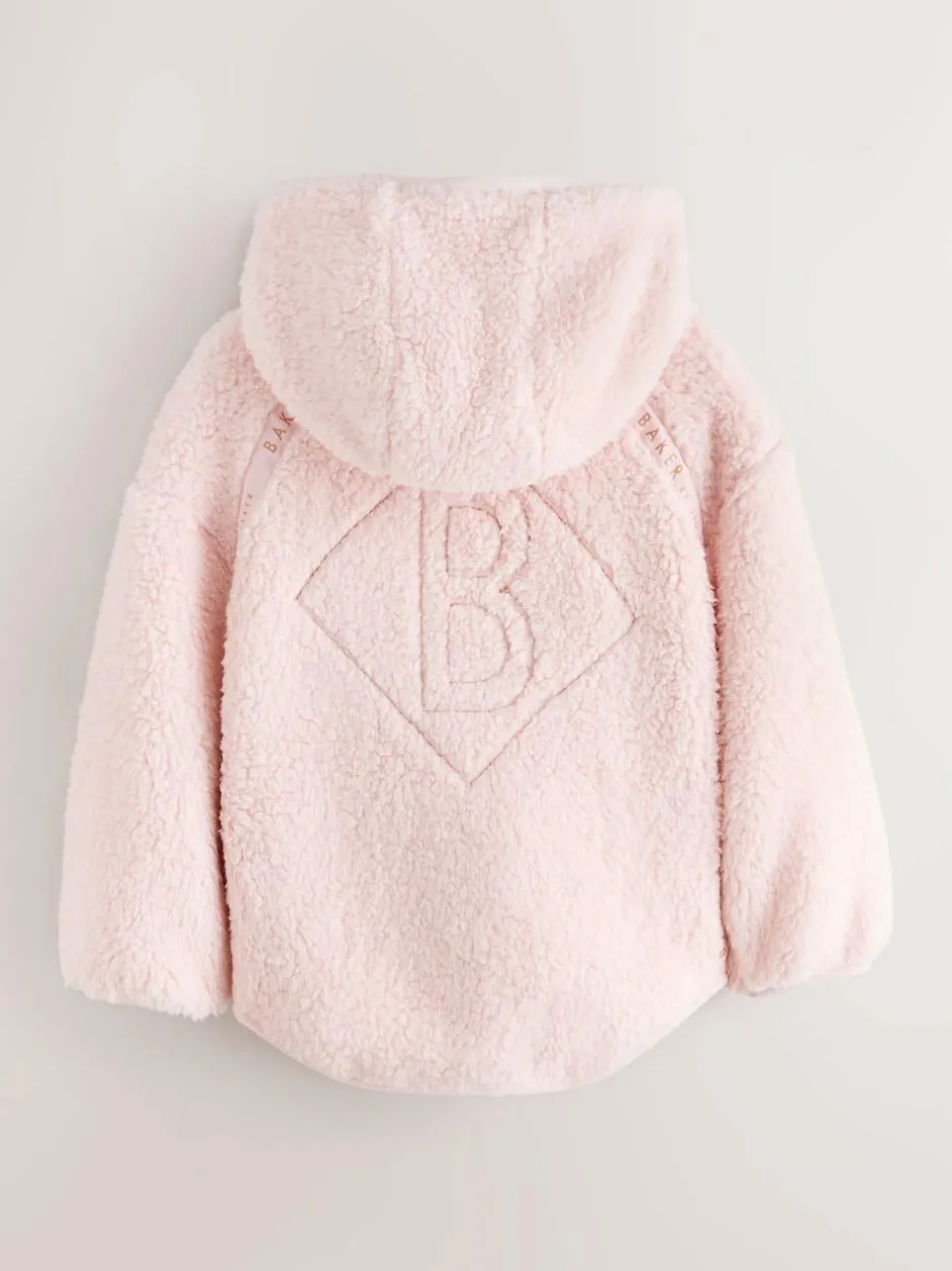 Baker by Ted Baker Zip-Through Hooded Borg Fleece Jacket Pink Outlet