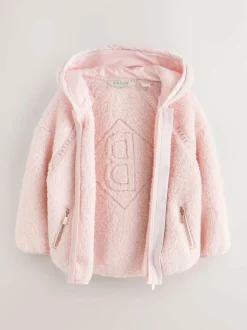 Baker by Ted Baker Zip-Through Hooded Borg Fleece Jacket Pink Outlet