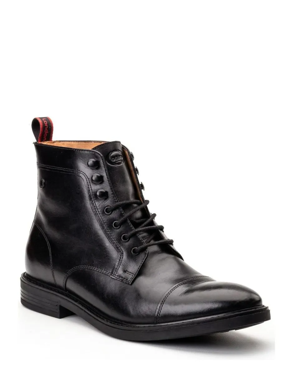 Base London Plymouth Toe Cap Boot Black New
