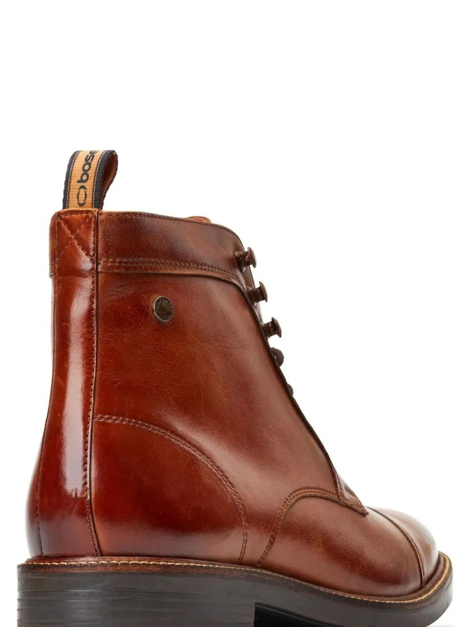 Base London Plymouth Toe Cap Boot Burnt Tan Brown Discount