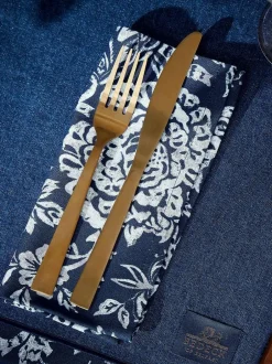 Bedeck of Belfast Set of 4 Midnight Navy Morsan 100% Cotton Napkins Sale