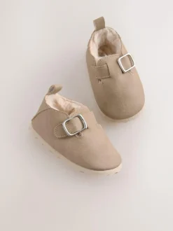 Next Beige Baby Faux Fur Lined Clog Shoes (0-24mths)