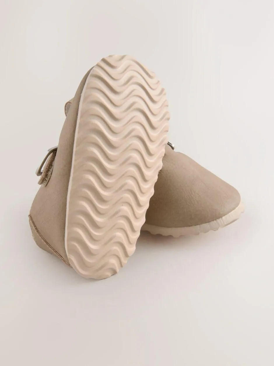 Next Beige Baby Faux Fur Lined Clog Shoes (0-24mths)