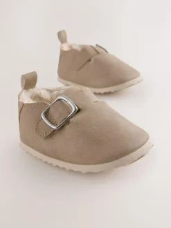 Next Beige Baby Faux Fur Lined Clog Shoes (0-24mths)