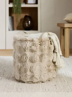 Next Beige Faux Fur Storage Basket Outlet