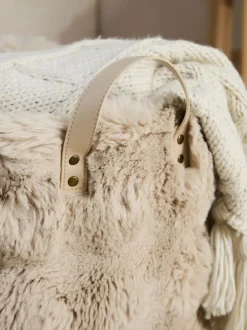 Next Beige Faux Fur Storage Basket Outlet